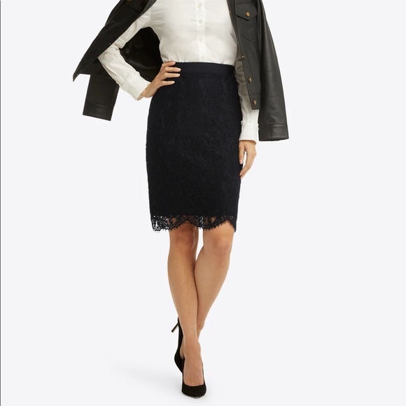 Draper James Black Lace Pencil Skirt - Picture 1 of 7